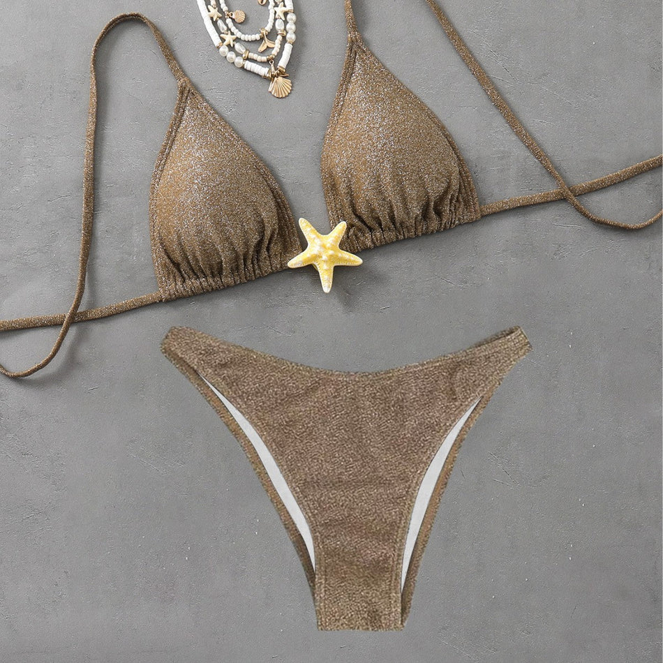 Women's Lace-Up Starfish Accessory Bikini Set