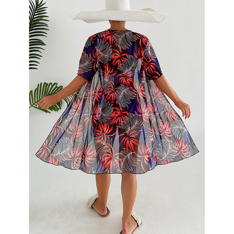 Women's Three-Piece Blouse Style Swimwear Set Beach Outfit