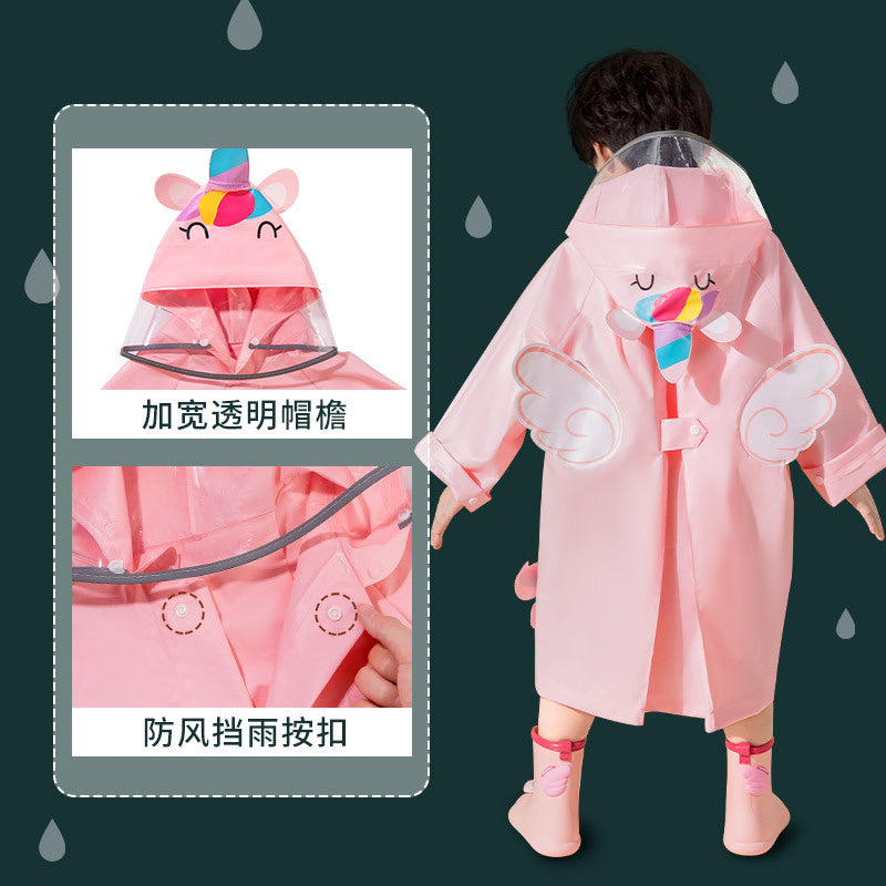 Kids Cartoon Unicorn Raincoat Waterproof EVA Hooded Poncho