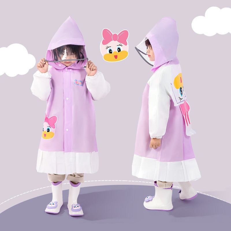 Kids Waterproof EVA Raincoat with Cartoon Hooded Poncho