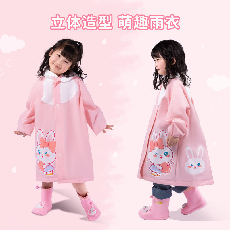 Kids Cartoon Rabbit Raincoat Waterproof EVA Hooded Poncho
