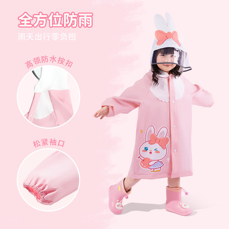 Kids Cartoon Rabbit Raincoat Waterproof EVA Hooded Poncho