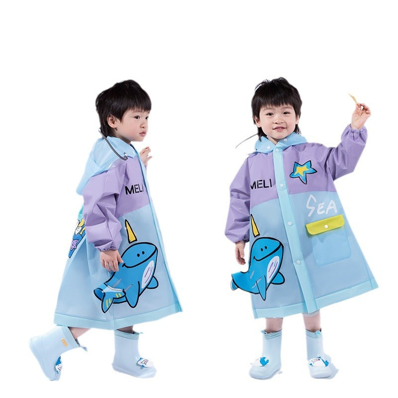 Kids Cartoon EVA Raincoat Waterproof Hooded Poncho Jacket