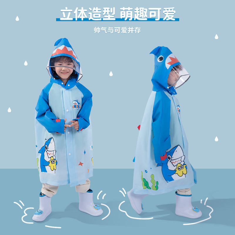 Kids Cartoon Shark Raincoat Waterproof EVA Hooded Poncho