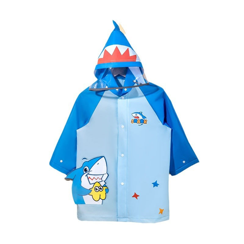Kids Cartoon Shark Raincoat Waterproof EVA Hooded Poncho