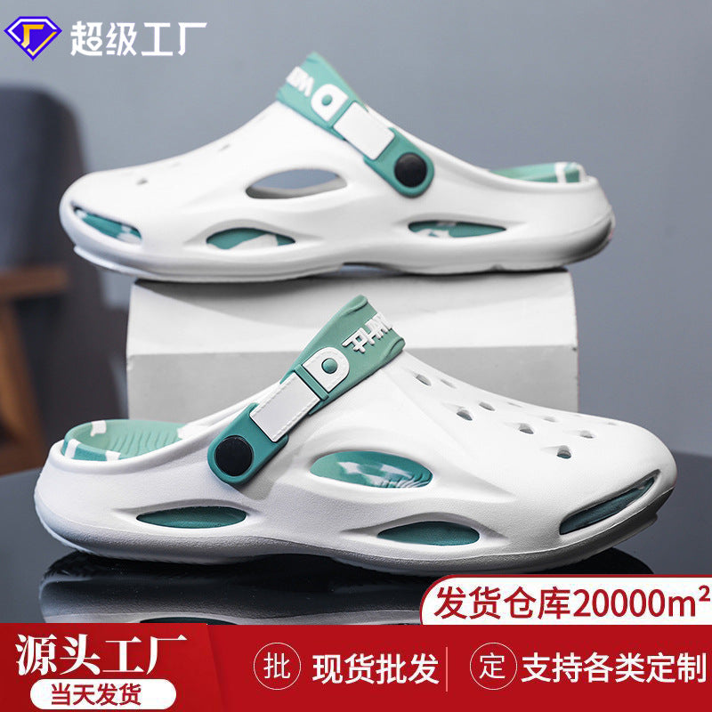 Men's Hollow Toe Clog Sandals Thick Sole Non-Slip Comfort