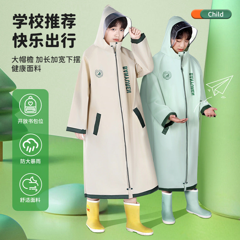 Kids Long EVA Raincoat Waterproof Full Body School Poncho