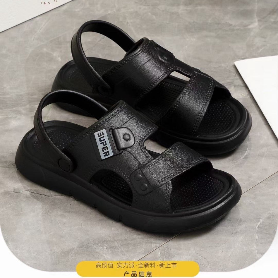 Black Men's EVA Soft Sole Sandals Non-Slip Beach Casual Shoes