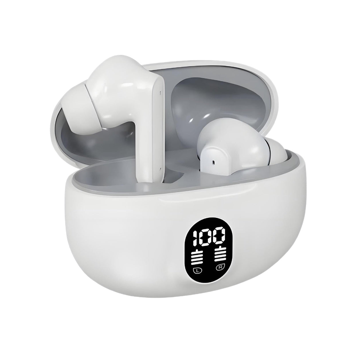 Noise Reduction Bluetooth Earbuds with Digital Display in Black