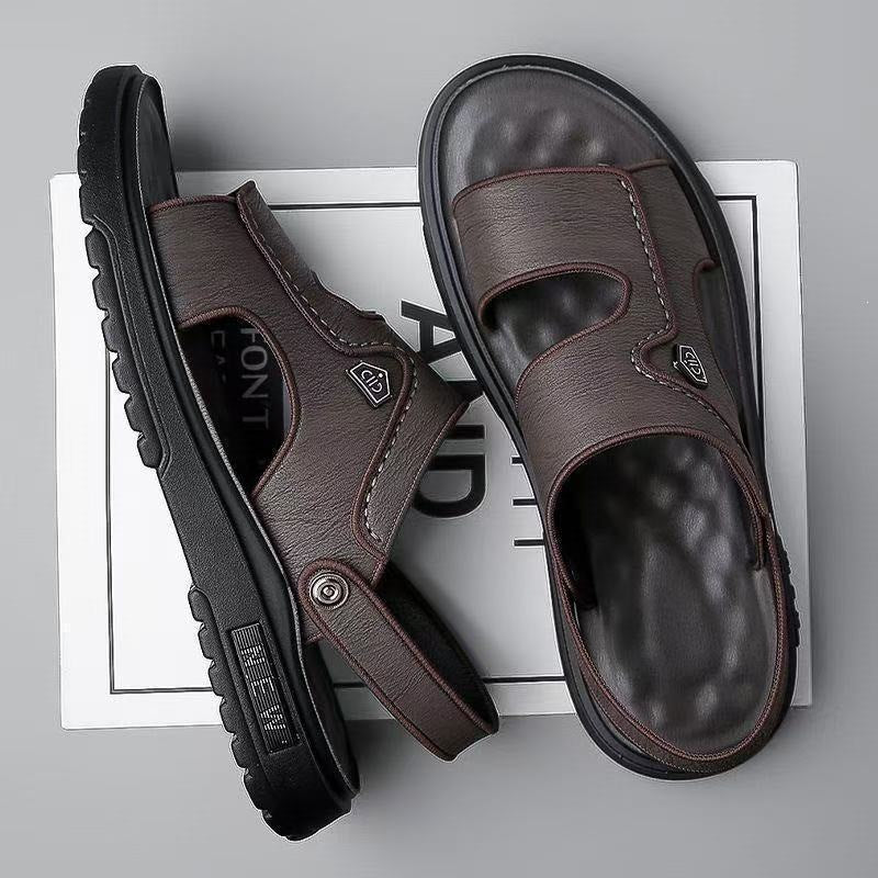 Brown Men's Thick Sole Soft Sandals Non-Slip Beach Outdoor Shoes