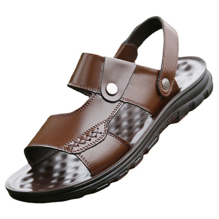 Brown Men's Breathable Soft Sole Sandals Non-Slip Beach Shoes
