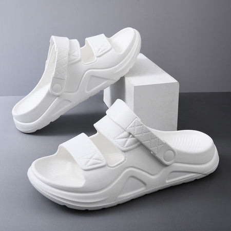 White Men's Lightweight Thick Sole Sandals Non-Slip Beach Shoes