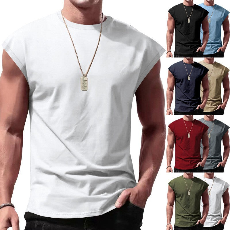 White Men's Breathable Sleeveless T-Shirt Casual Summer Vest Top