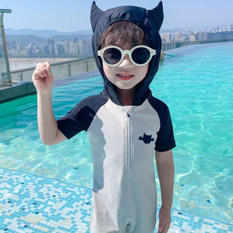 Kids Cat Ear One Piece Swimsuit Cartoon Unisex Swimwear