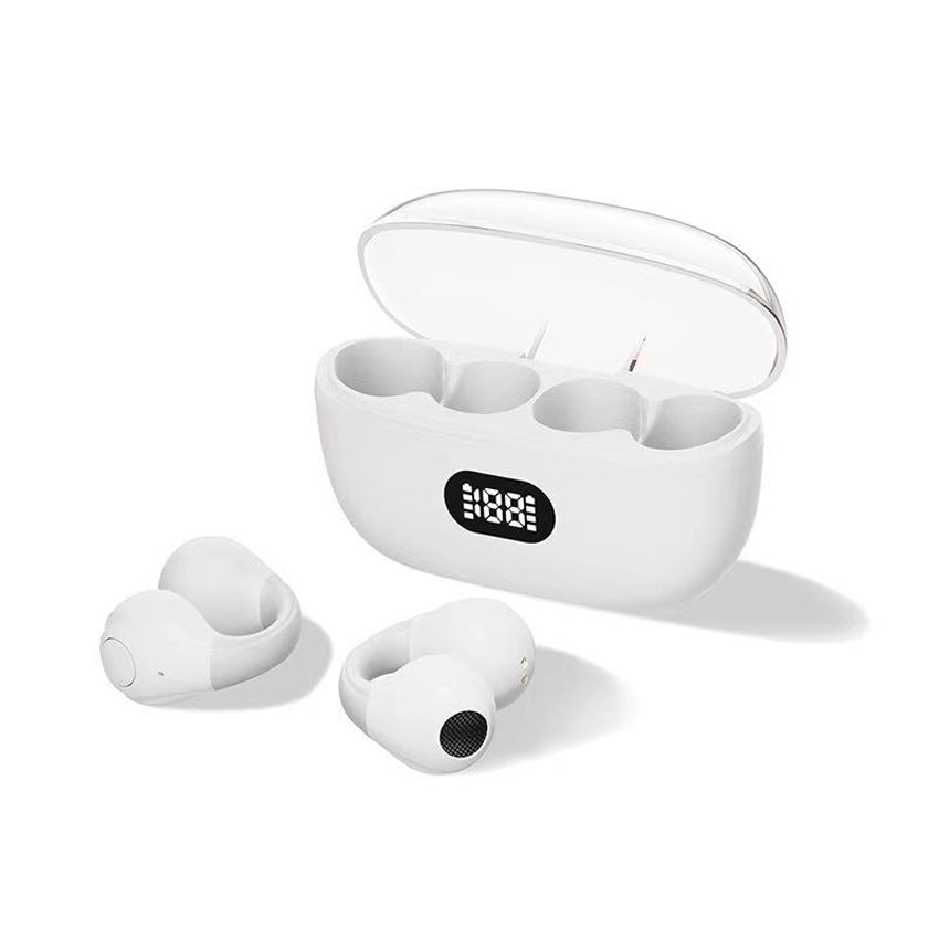 Clip-On Bluetooth Air Conduction Sports Earphones with Display in White