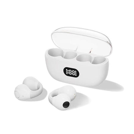Clip-On Bluetooth Air Conduction Sports Earphones with Display in White