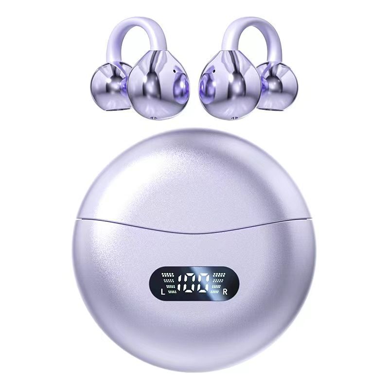 Air Conduction Clip-On Wireless Sports Earphones for Running in Purple