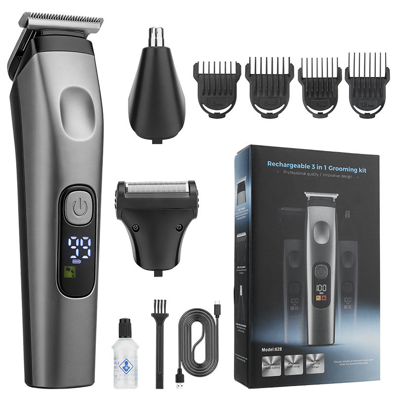 Men Three-in-One Electric Shaver Hair Clipper Nose Trimmer Set