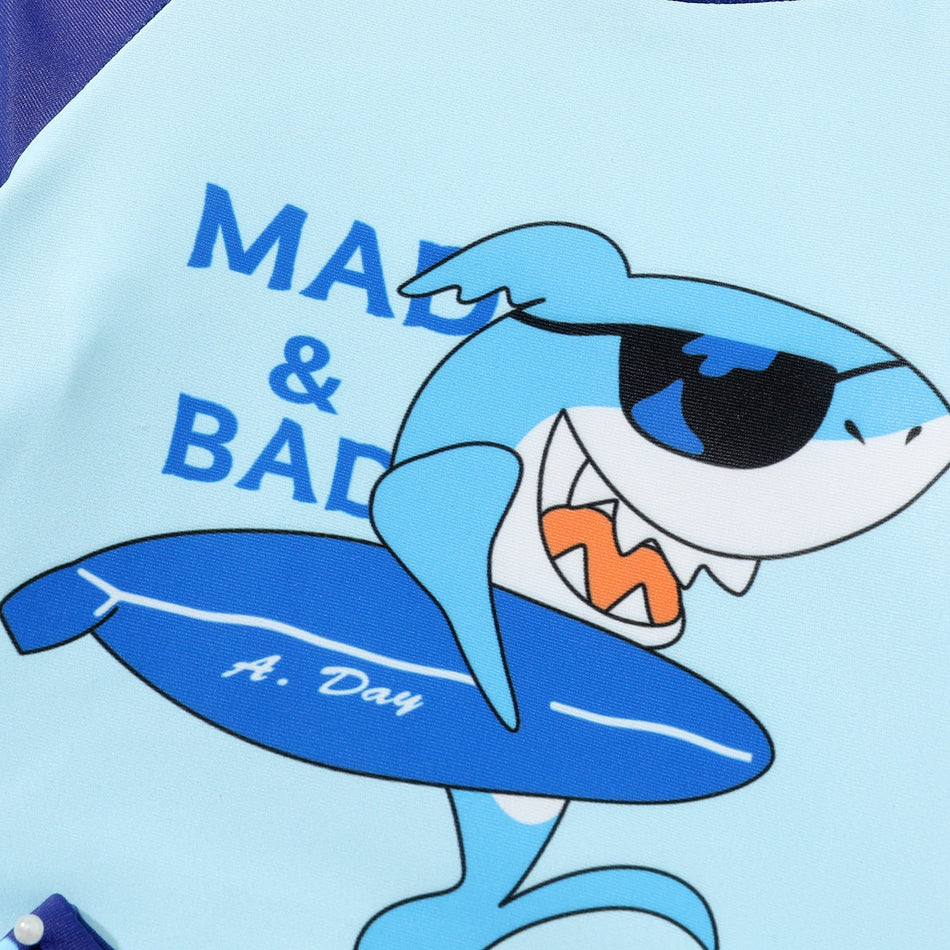 Boys Shark Split Long Sleeve Swimwear UV Protection Kids Set