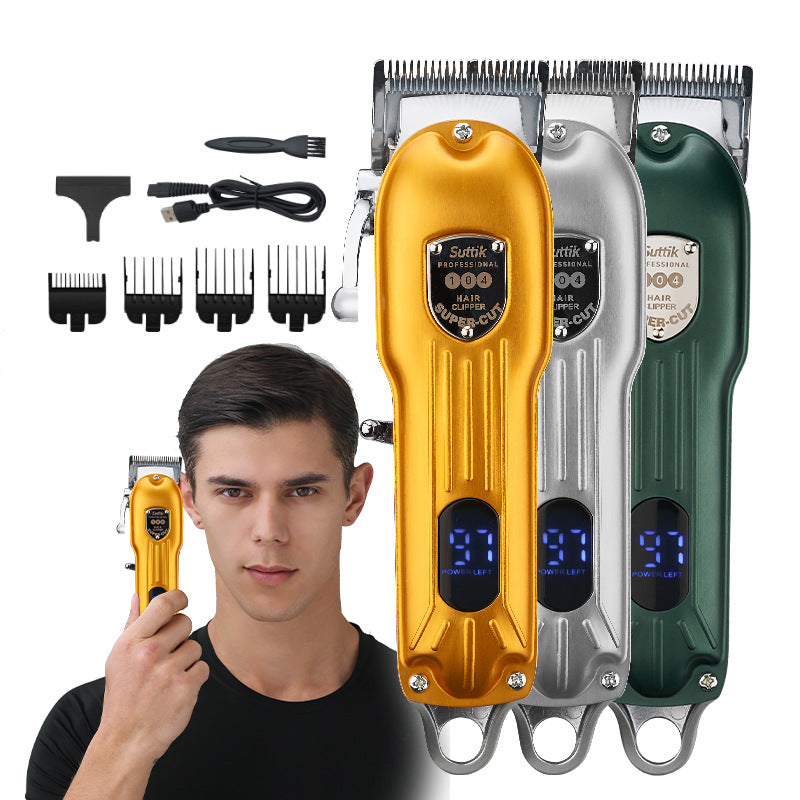 Men LCD Digital Display High Power Hair Clipper Retro Style