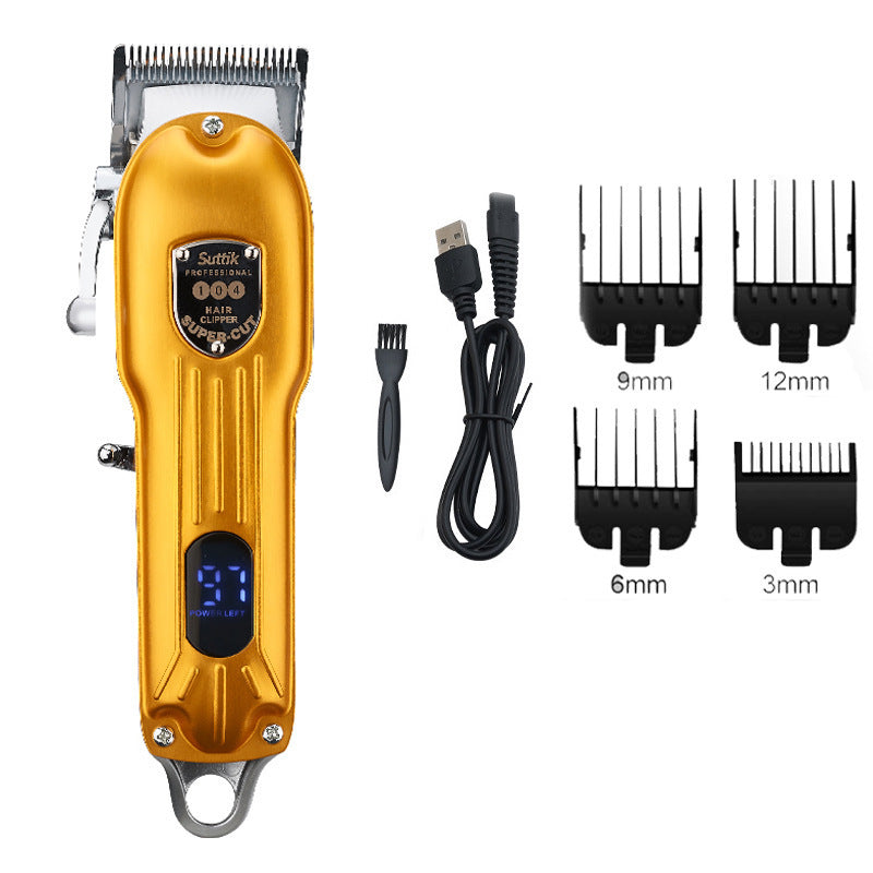 Gold Men LCD Digital Display High Power Hair Clipper Retro Style