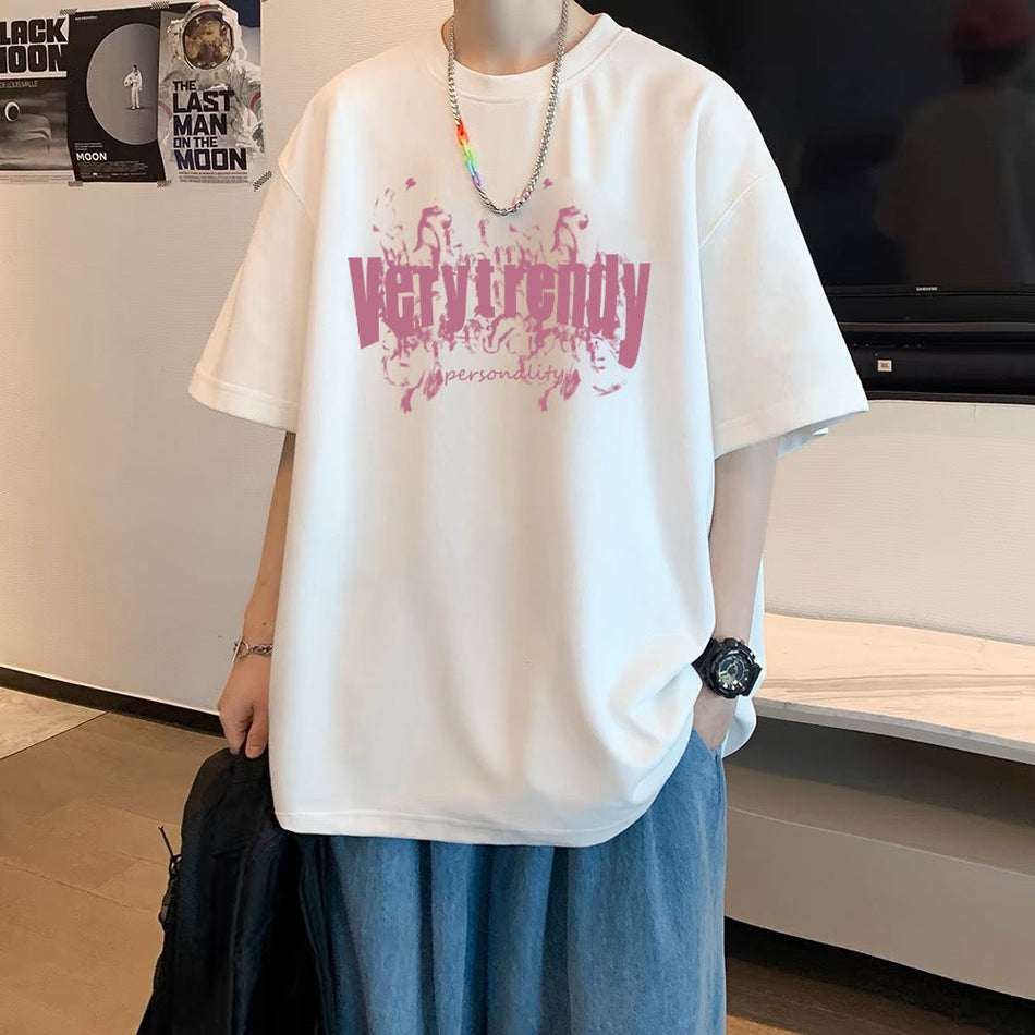 Men's Combed Cotton Graphic T-Shirt Loose Fit Streetwear Tee