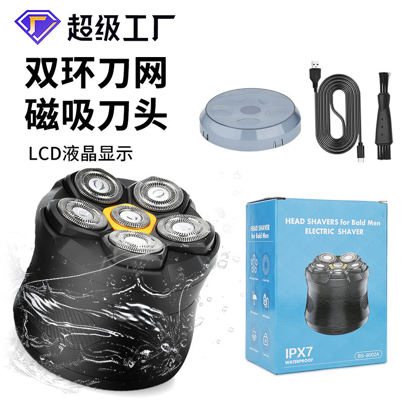 Men 6D Magnetic Head Electric Shaver High Power Bald Clipper