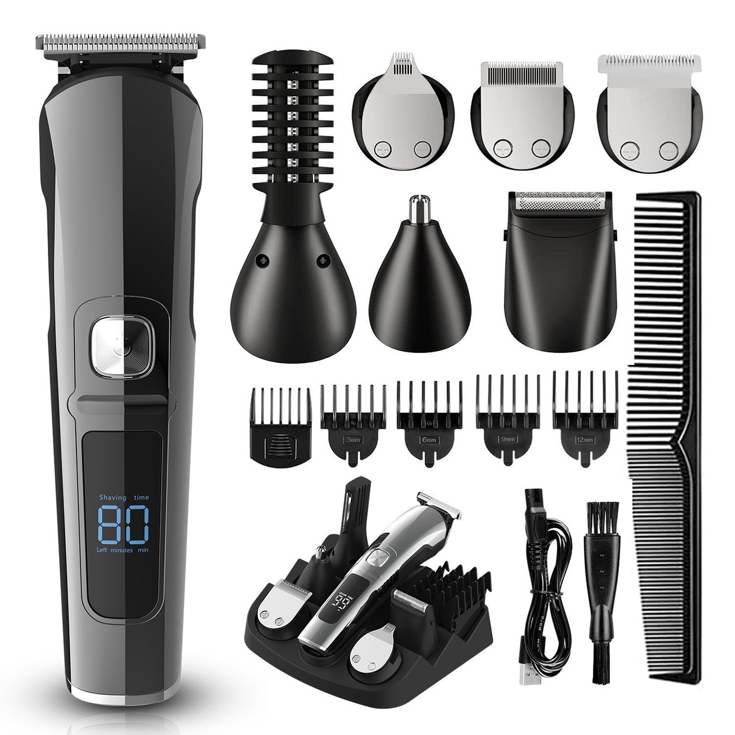 Men Waterproof Electric Shaver Multi-Function Grooming Clipper Set