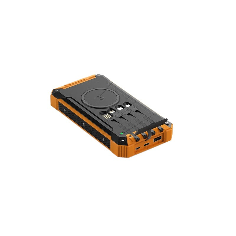 20000mAh Solar Power Bank Built-in Cable Outdoor Fast Charging in Black