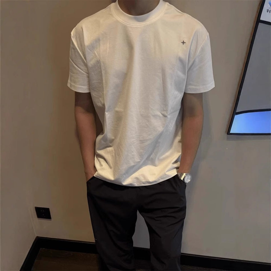 Men's North Star Embroidered Cotton Blend Crew Neck Tee