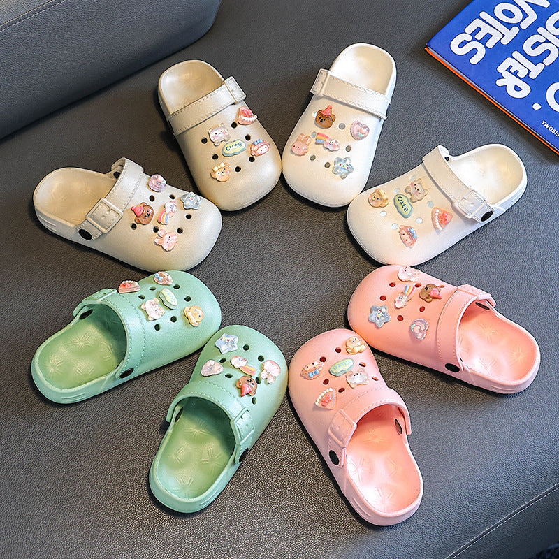 Kids EVA Crystal Hole Shoes Non-Slip Cartoon Summer Slippers