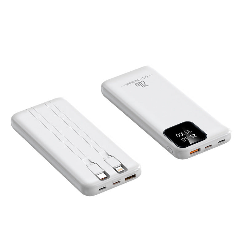 Fast Charging Power Bank Built-in Cable Custom Logo in Black