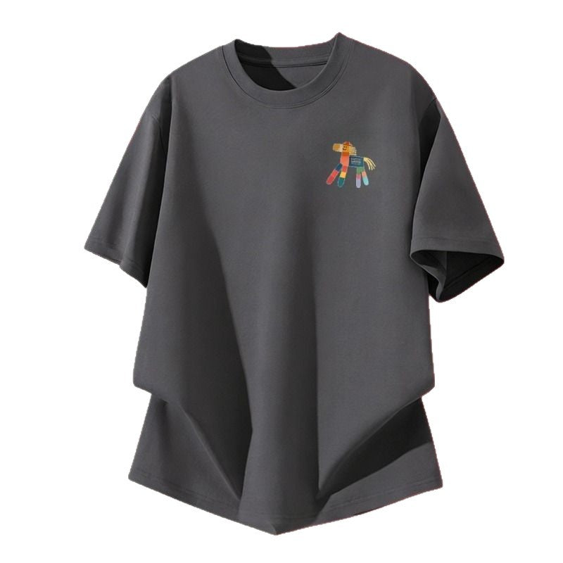 White Men's Pure Cotton Graphic T-Shirt Loose Fit Casual Summer Tee