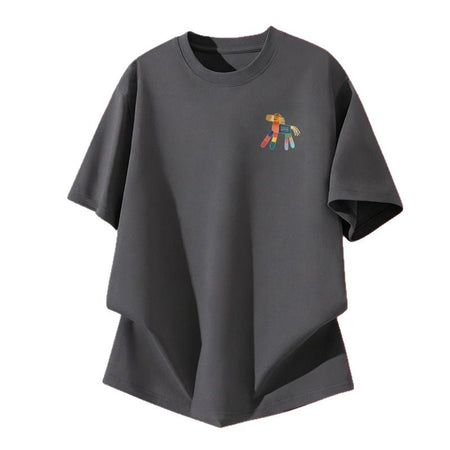 White Men's Pure Cotton Graphic T-Shirt Loose Fit Casual Summer Tee