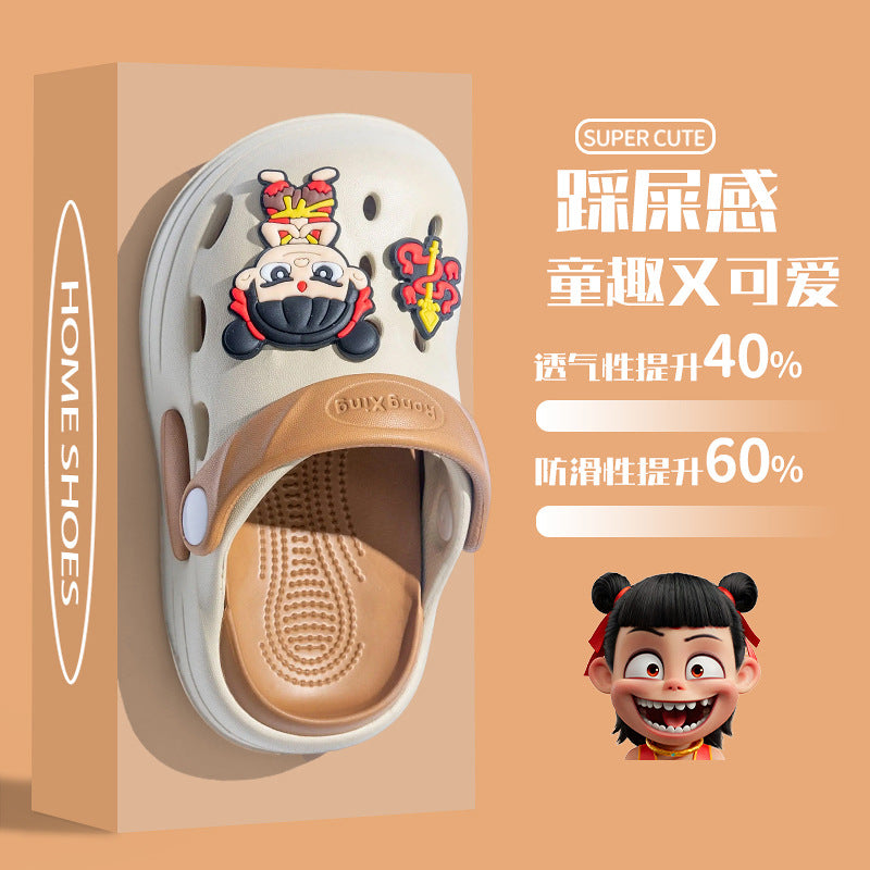 Kids EVA Cartoon Nezha Clog Sandals Soft Sole Beach Shoes