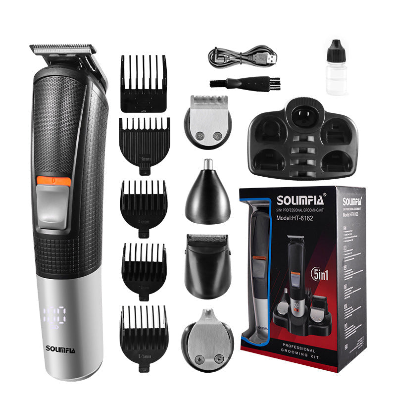 Men 5-in-1 Electric Hair Clipper Beard Nose Trimmer Grooming Set