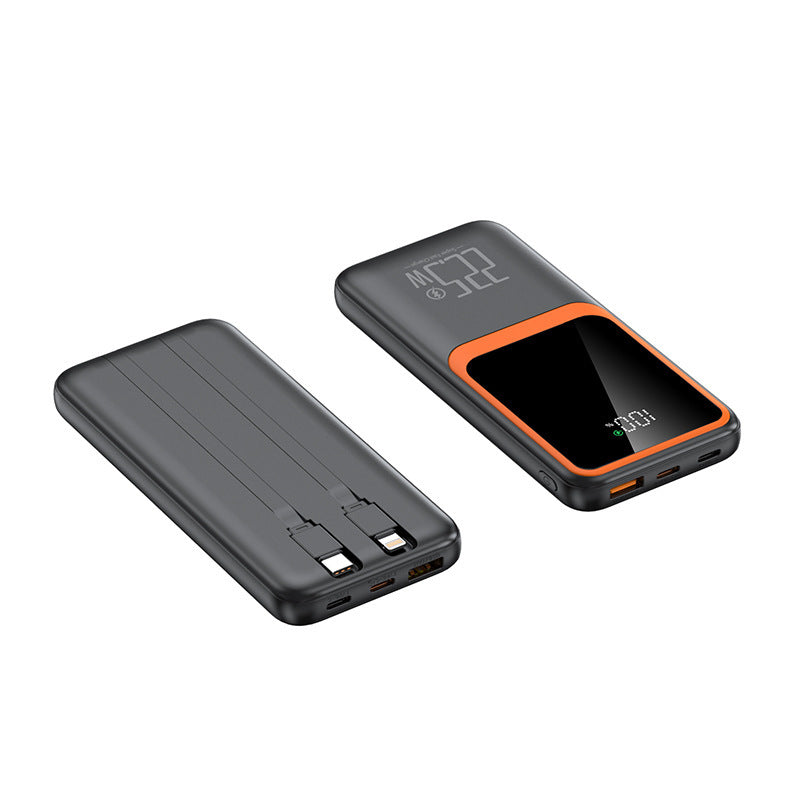 Fast Charging Power Bank Built-in Cable Logo Custom in Black