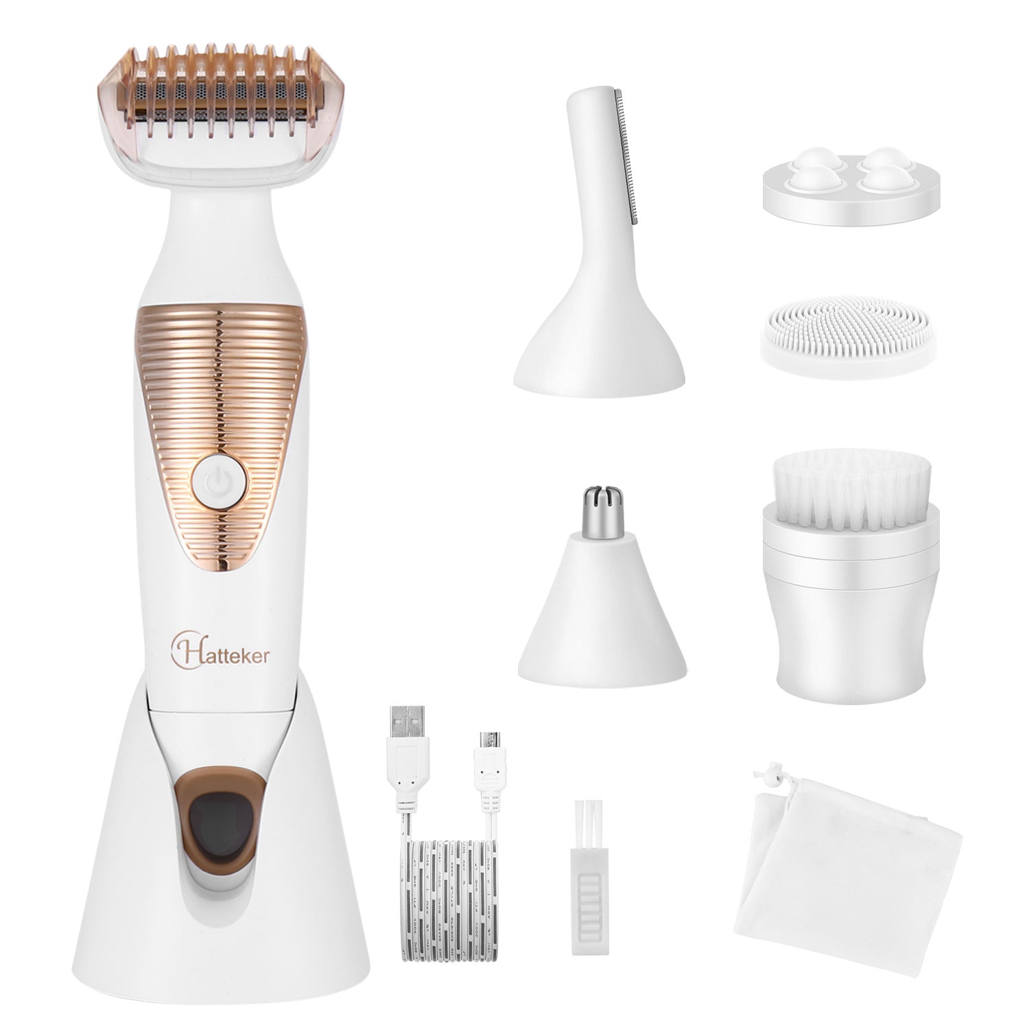 Women 6-in-1 USB Rechargeable Waterproof Facial and Body Grooming Kit
