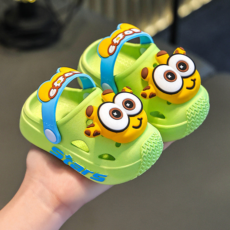 Kids Cartoon PVC Beach Hole Sandals Soft Non-Slip Slippers