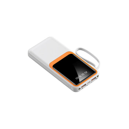 Fast Charging Power Bank Dual Cable Digital Display in White