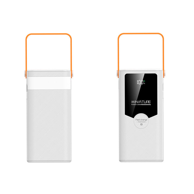 Fast Charging Power Bank Built-in Cable Digital Display in White
