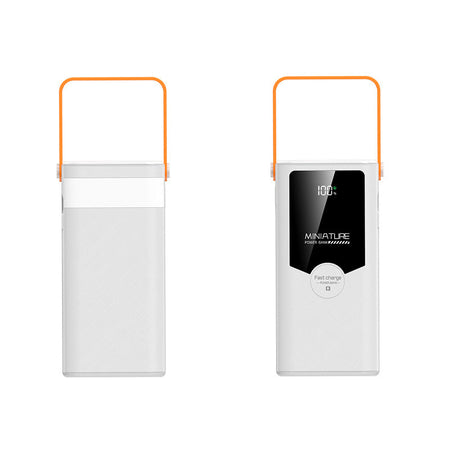 Fast Charging Power Bank Built-in Cable Digital Display in White