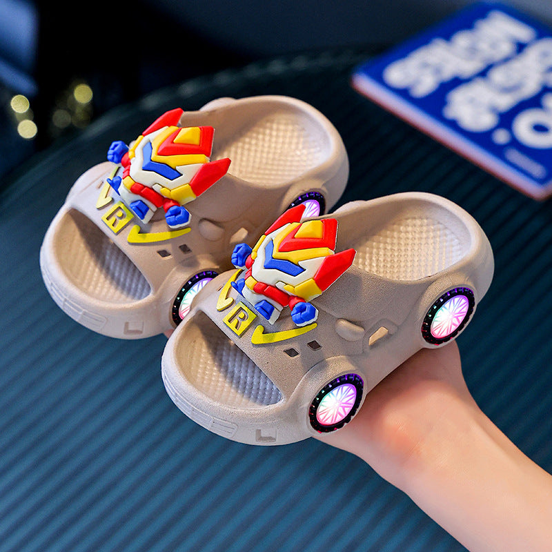 Kids Light-Up Cartoon Slide Slippers Non-Slip Soft PVC