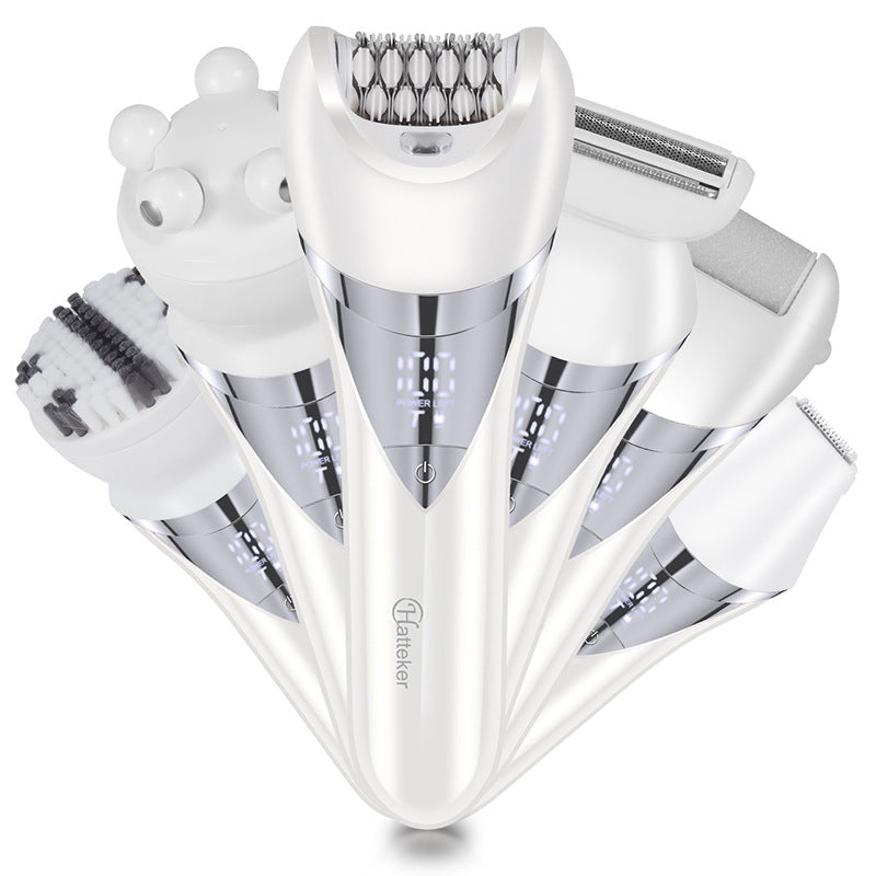White Cross-border Women's Multifunctional Electric Puller Scraper 6 in 1 Body Hair Trimmer Private Shaving suit