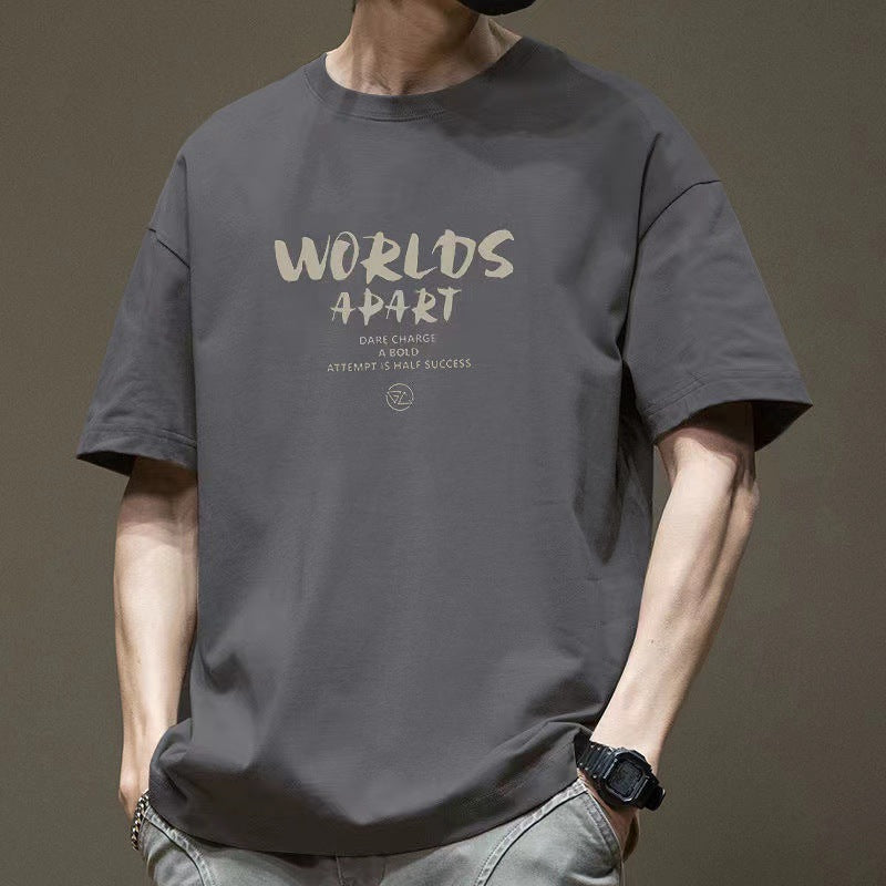 Men's Cotton Graphic T-Shirt Loose Fit Casual Raglan Sleeve