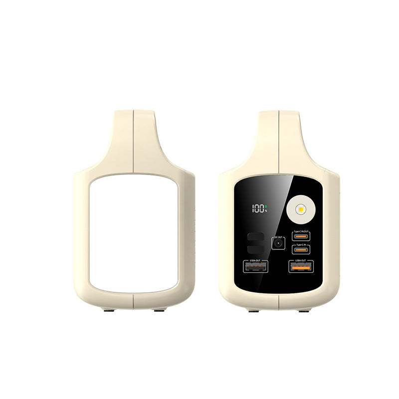Fast Charging Power Bank with Camping Lamp Built-in Cable in White