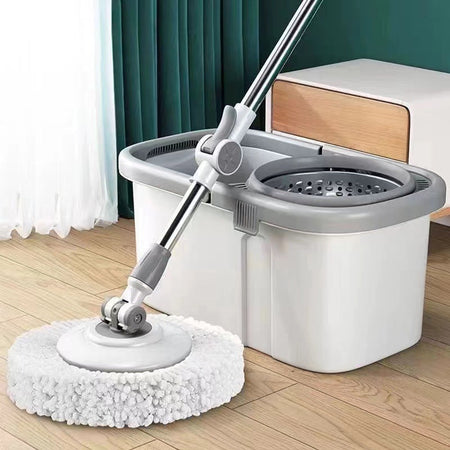 White gray Yilu Clean Rotating Mop Bucket Set Hands-Free Drying System