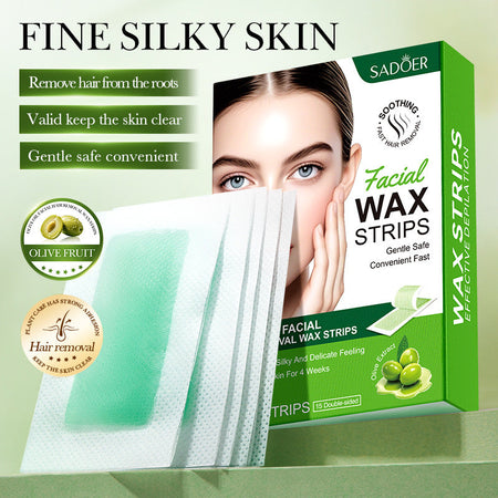 Olive Oil Facial Hair Removal Wax Strips for Smooth Skin- 5 packs