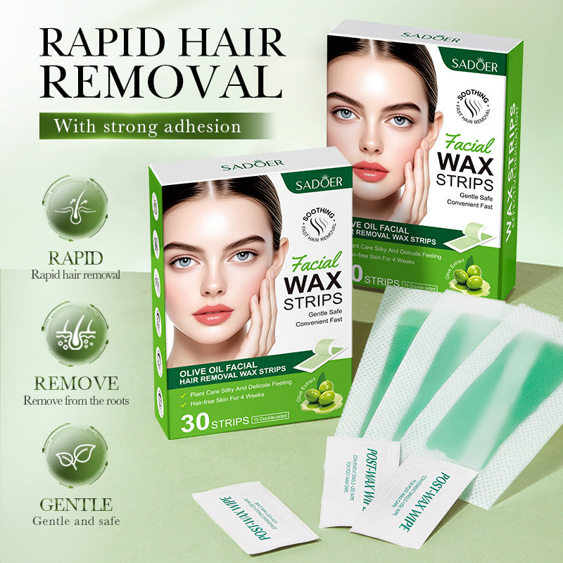 Olive Oil Facial Hair Removal Wax Strips for Smooth Skin- 5 packs