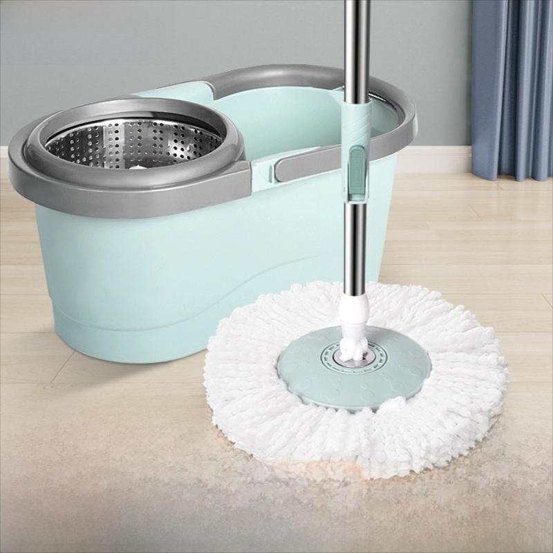 Mint green Self-Wringing Rotating Mop and Bucket Set for Home Cleaning